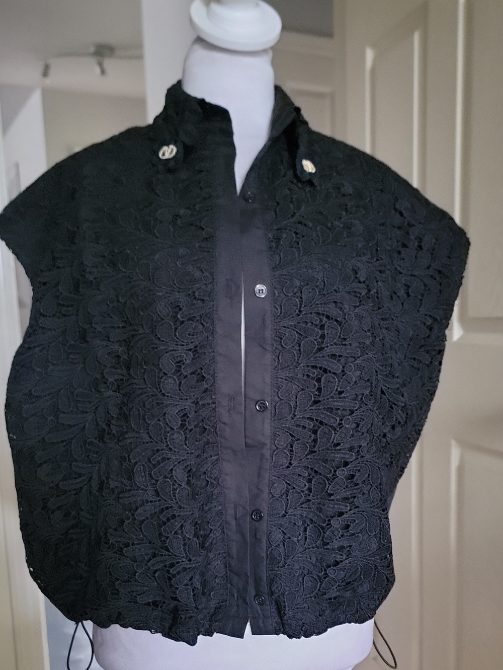 be inspired Black Lace Button-Front Jacket